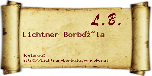 Lichtner Borbála névjegykártya